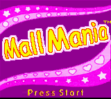Diva Starz Mall Mania title screen for GameBoy Color